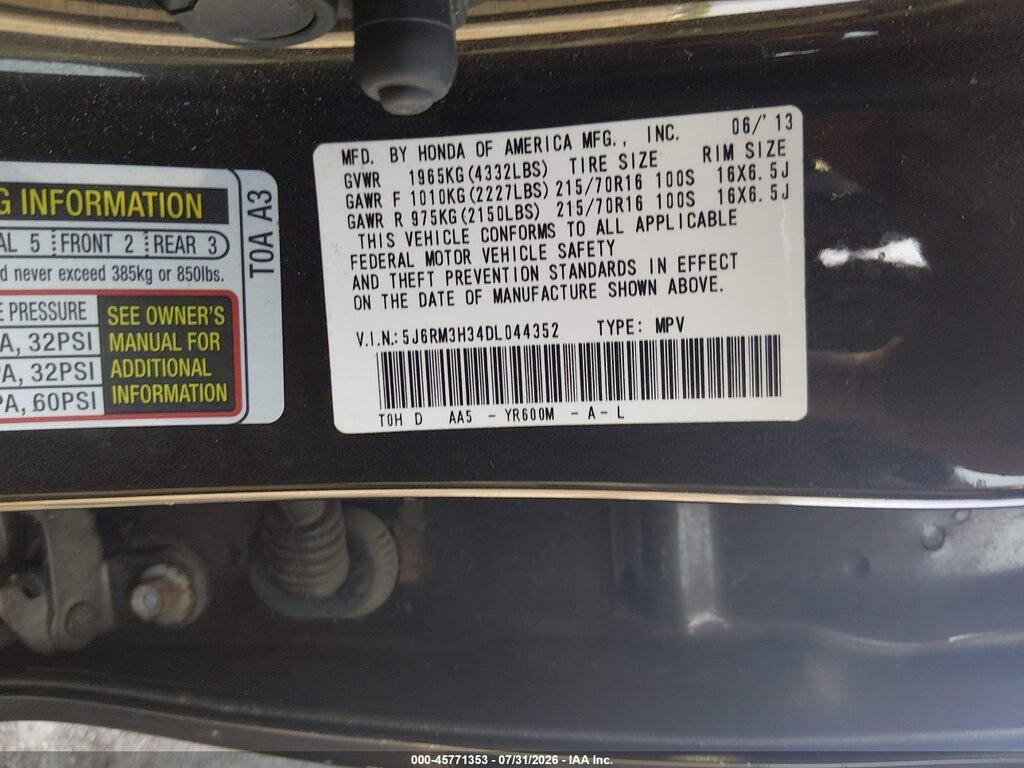 5J6RM3H34DL044352 2013 HONDA CR-V photo no. 9