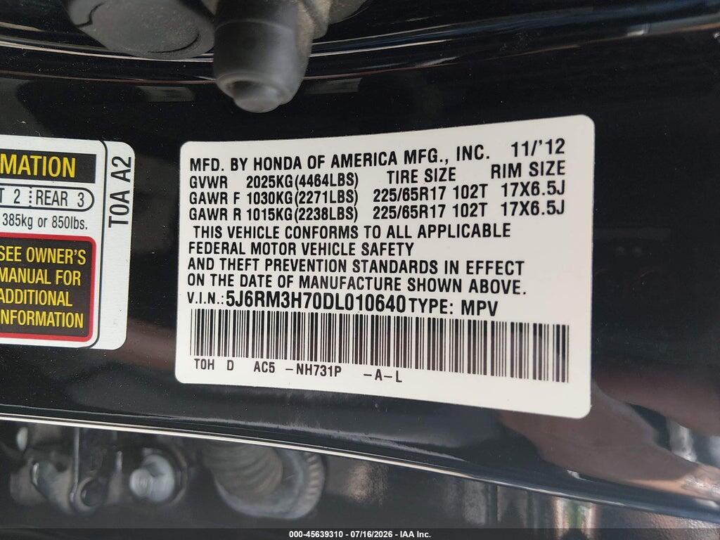 5J6RM3H70DL010640 2013 HONDA CR-V photo no. 9