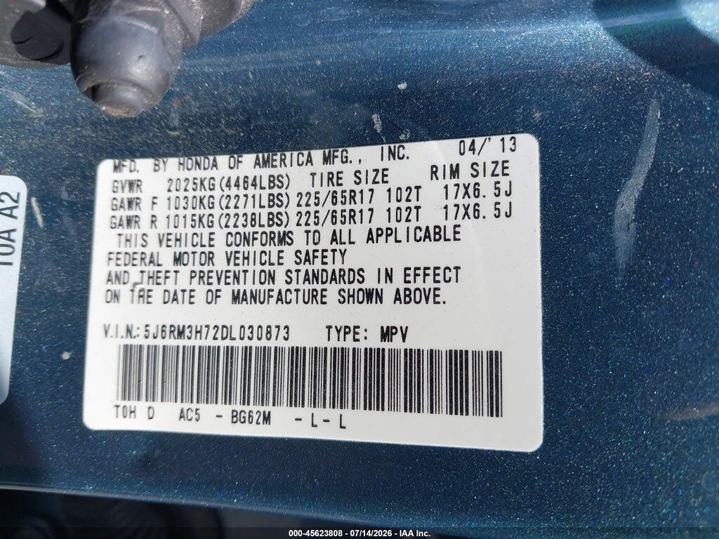 5J6RM3H72DL030873 2013 HONDA CR-V photo no. 9