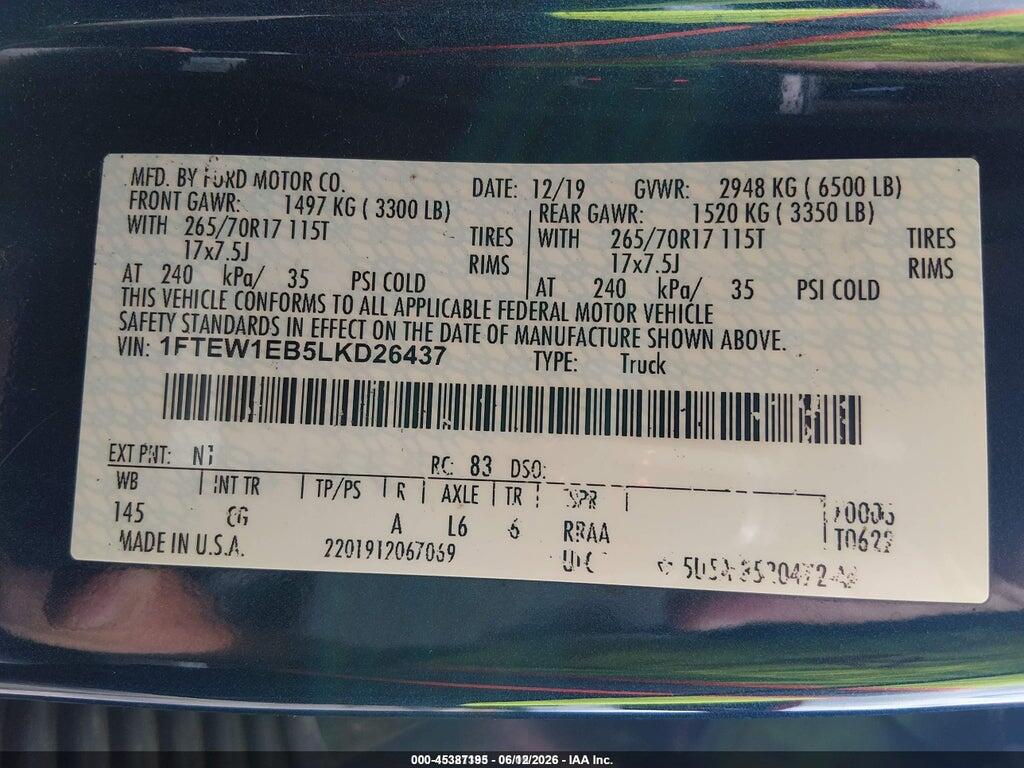 1FTEW1EB5LKD26437 2020 FORD F-150 photo no. 9