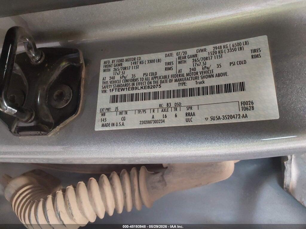 1FTEW1EB9LKE82075 2020 FORD F-150 photo no. 9