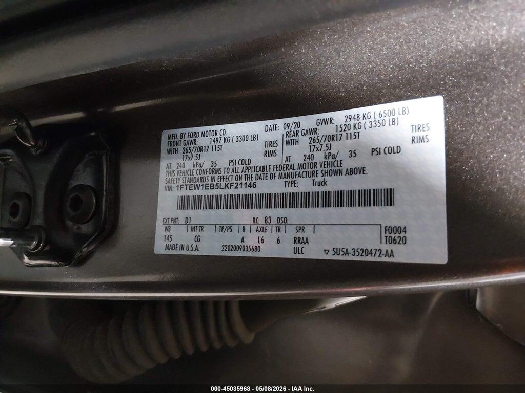 1FTEW1EB5LKF21146 2020 FORD F-150 photo no. 9