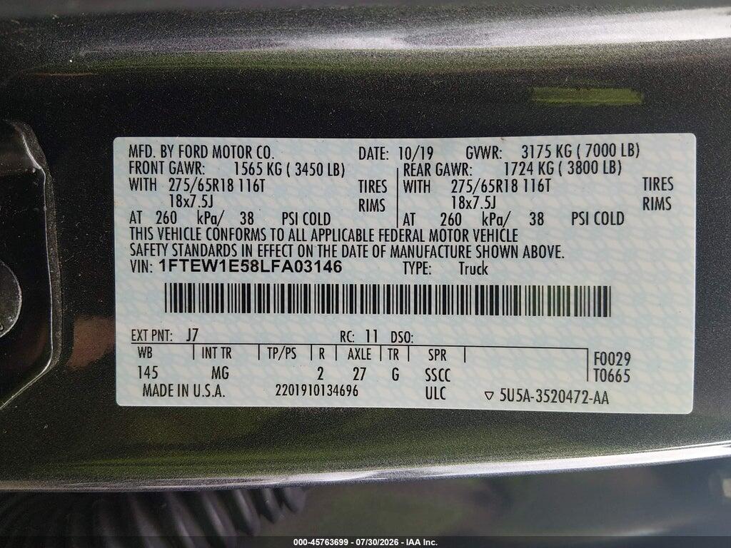 1FTEW1E58LFA03146 2020 FORD F-150 photo no. 9