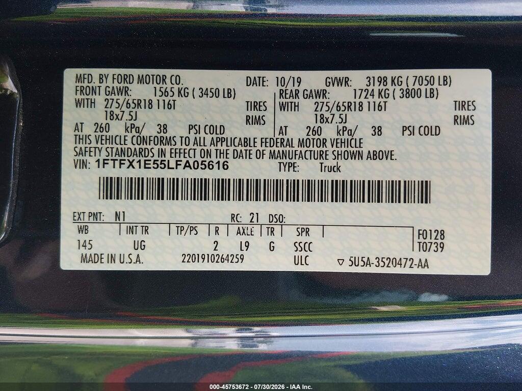1FTFX1E55LFA05616 2020 FORD F-150 photo no. 9