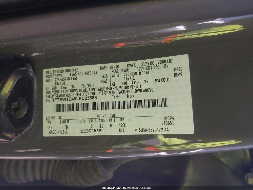 1FTEW1E48LFC23586 2020 FORD F-150 photo no. 9