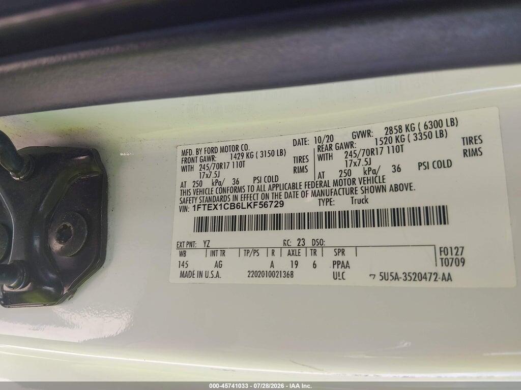 1FTEX1CB6LKF56729 2020 FORD F-150 photo no. 9