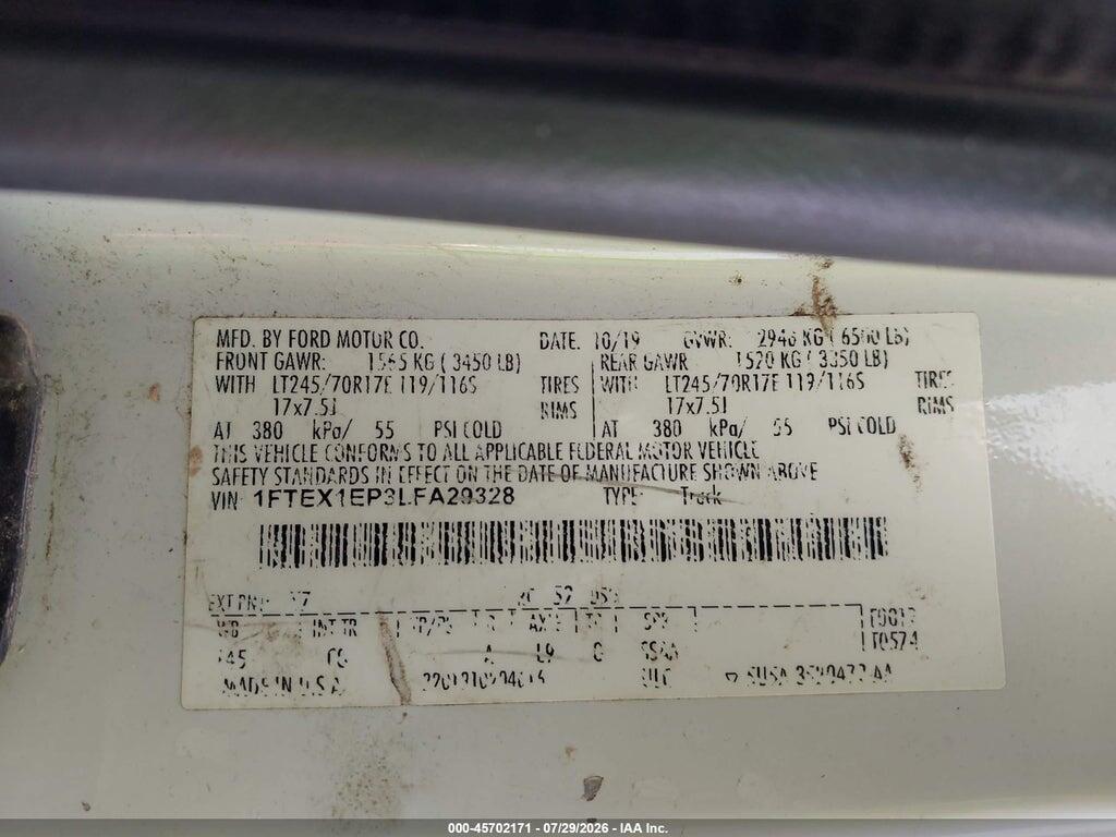 1FTEX1EP3LFA29328 2020 FORD F-150 photo no. 9