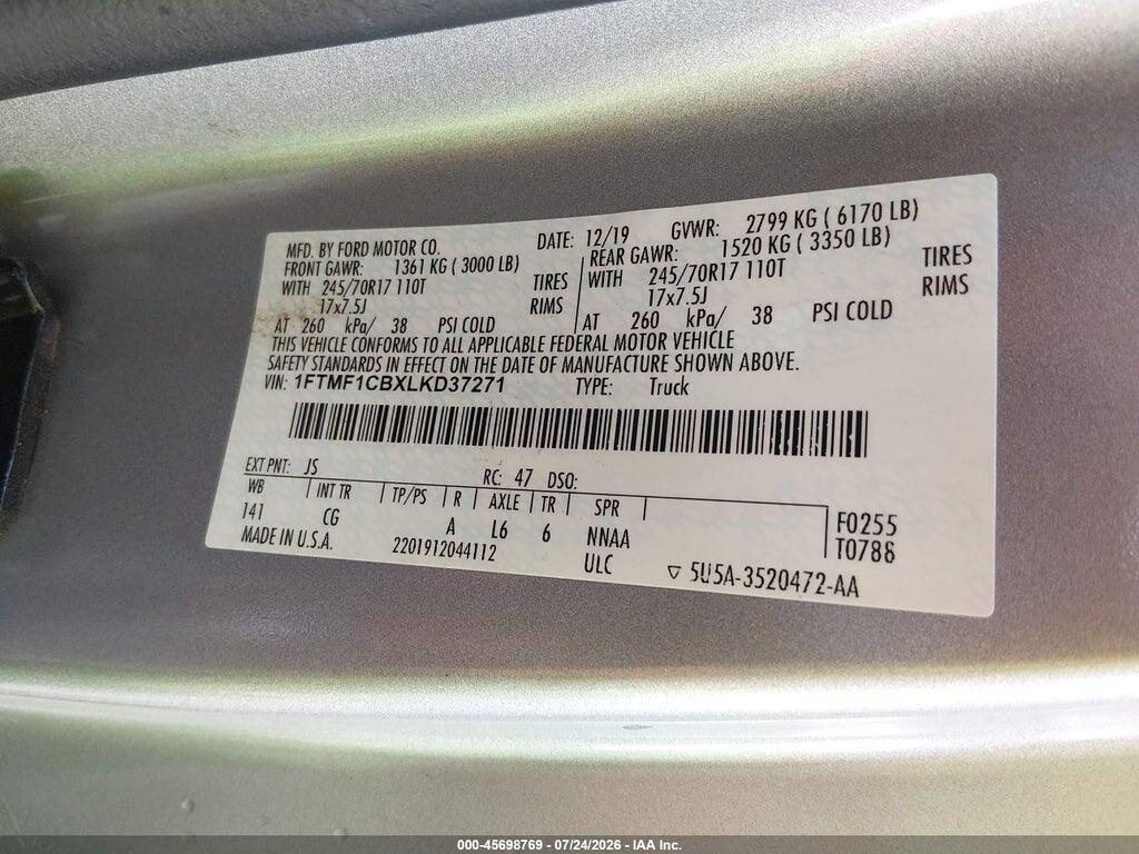 1FTMF1CBXLKD37271 2020 FORD F-150 photo no. 9