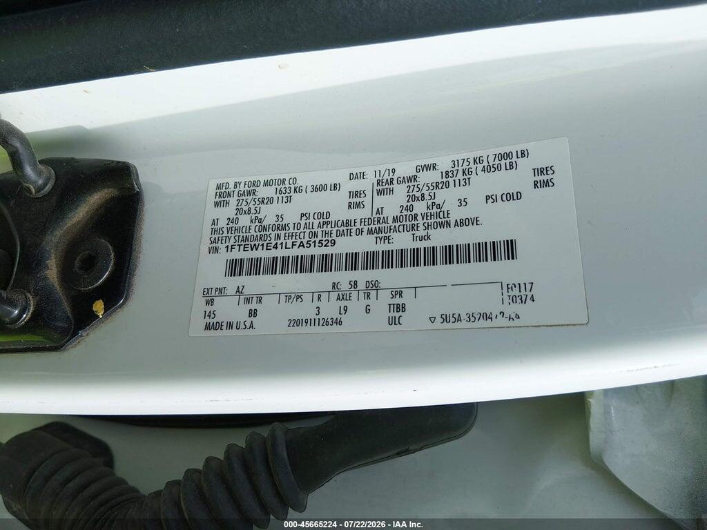 1FTEW1E41LFA51529 2020 FORD F-150 photo no. 9