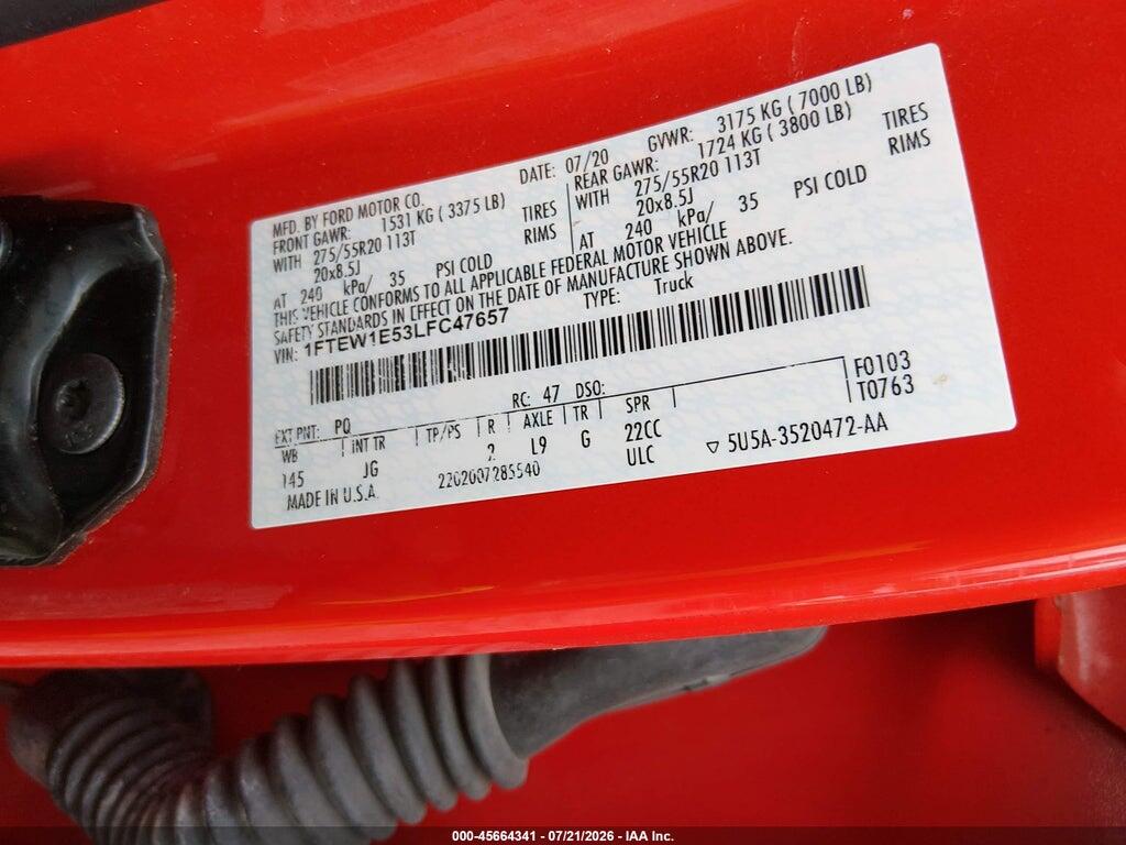 1FTEW1E53LFC47657 2020 FORD F-150 photo no. 9