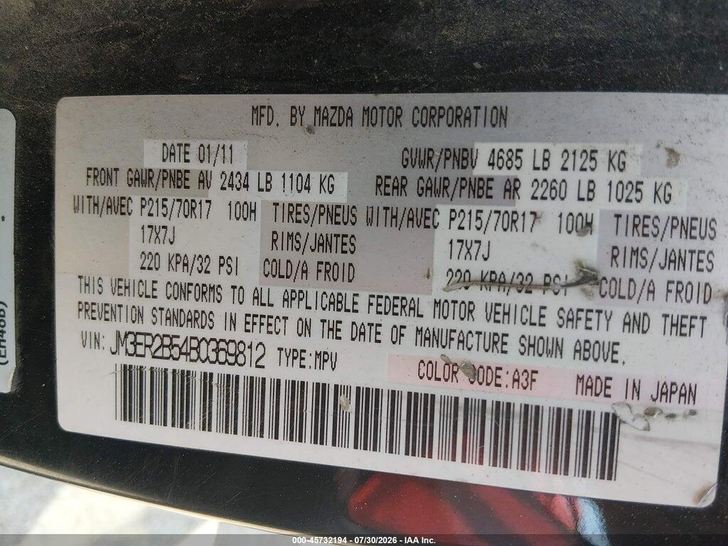 JM3ER2B54B0369812 2011 MAZDA CX-7 photo no. 9