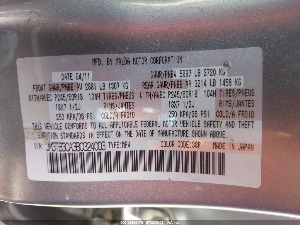 JM3TB3CA3B0324003 2011 MAZDA CX-9 photo no. 9