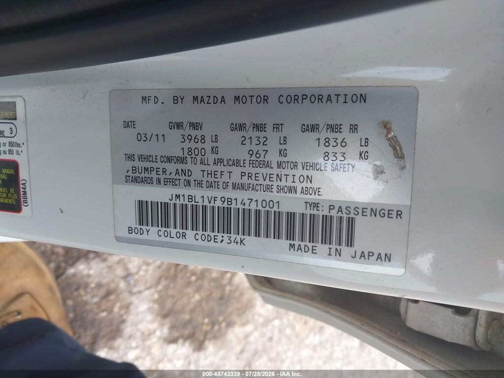 JM1BL1VF9B1471001 2011 MAZDA MAZDA3 photo no. 9