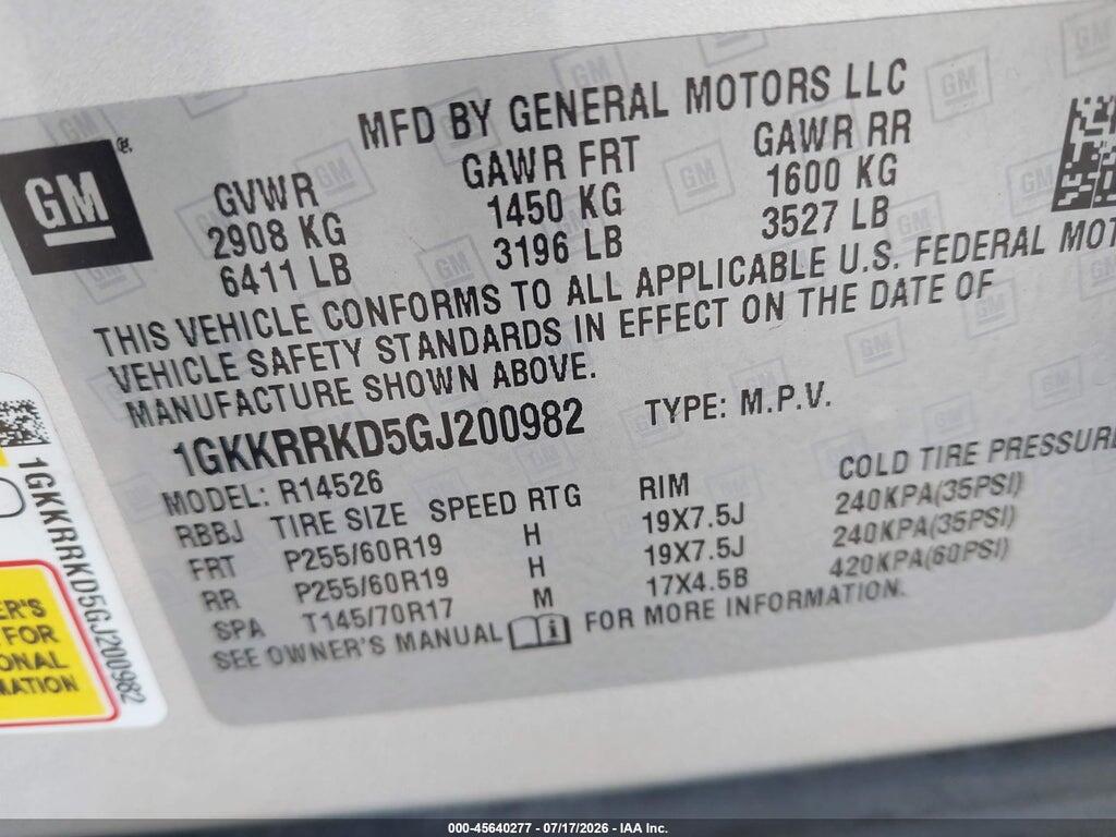 1GKKRRKD5GJ200982 2016 GMC ACADIA photo no. 9