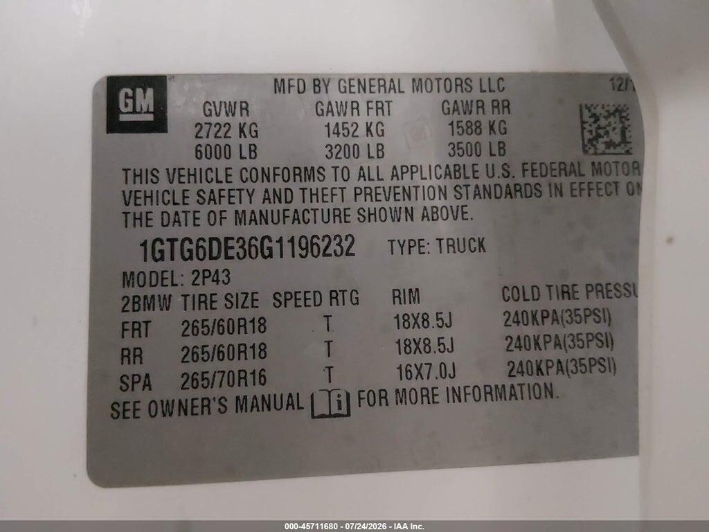 1GTG6DE36G1196232 2016 GMC CANYON photo no. 9