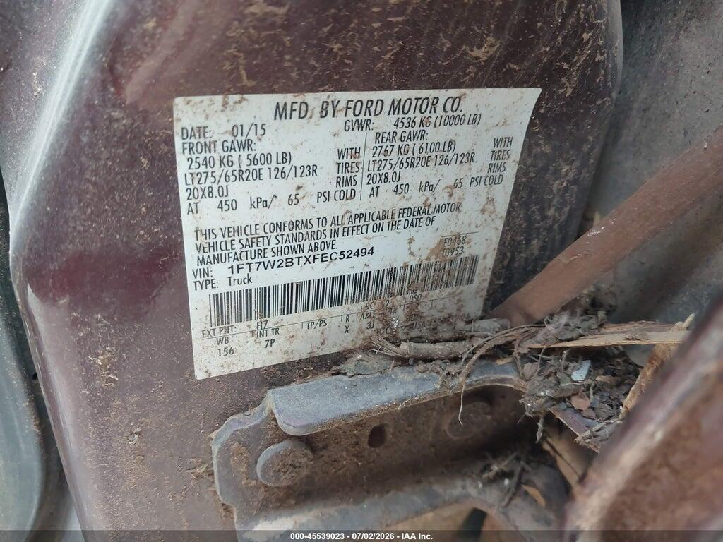 1FT7W2BTXFEC52494 2015 FORD F-250 photo no. 9