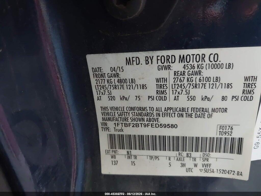 1FTBF2BT9FED59580 2015 FORD F-250 photo no. 9