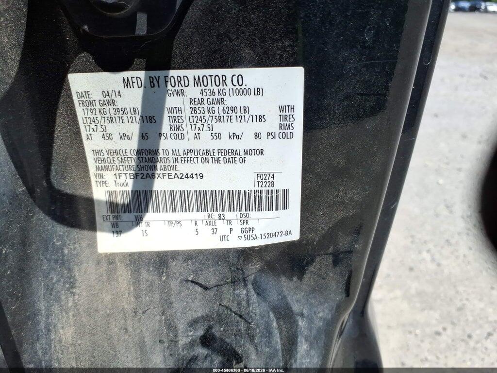 1FTBF2A6XFEA24419 2015 FORD F-250 photo no. 9