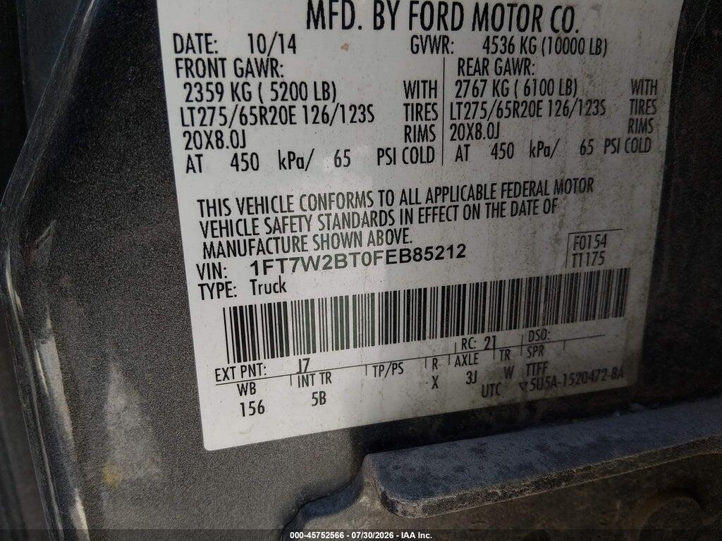 1FT7W2BT0FEB85212 2015 FORD F-250 photo no. 9