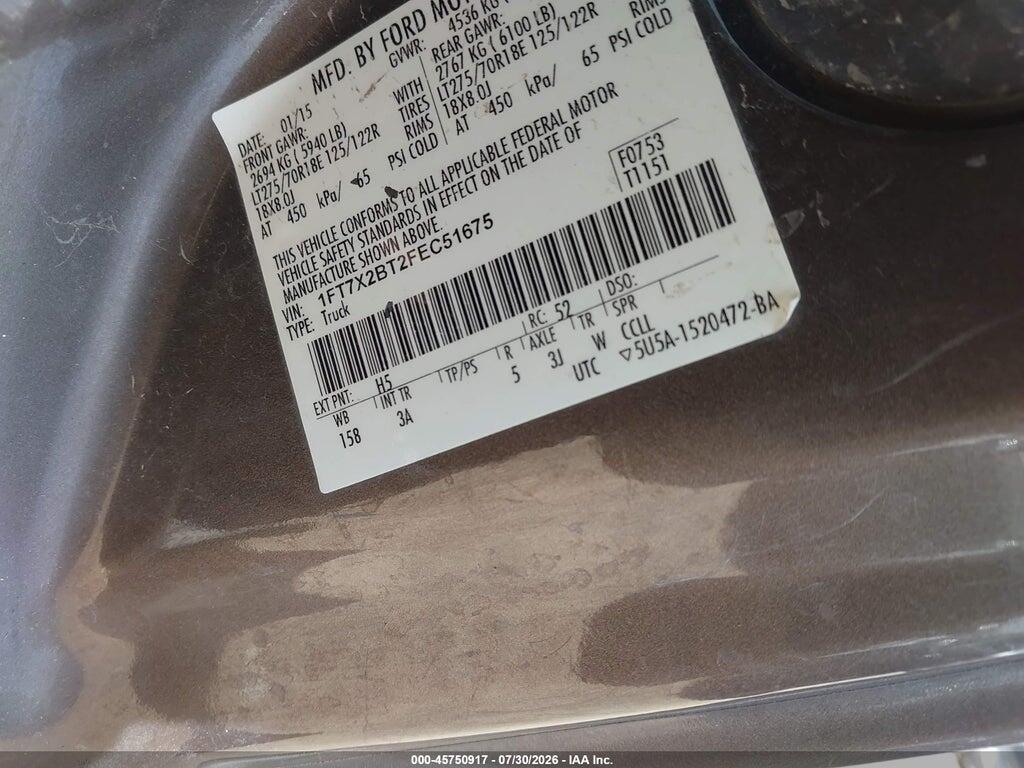 1FT7X2BT2FEC51675 2015 FORD F-250 photo no. 9
