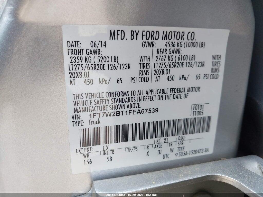 1FT7W2BT1FEA67539 2015 FORD F-250 photo no. 9