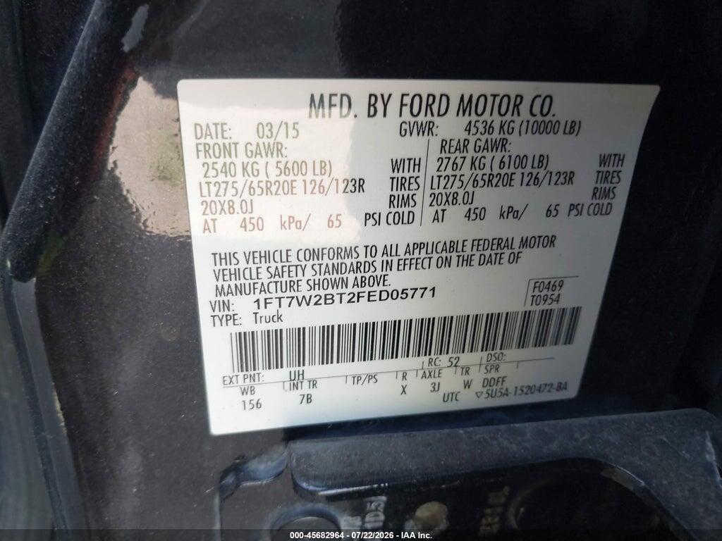 1FT7W2BT2FED05771 2015 FORD F-250 photo no. 9