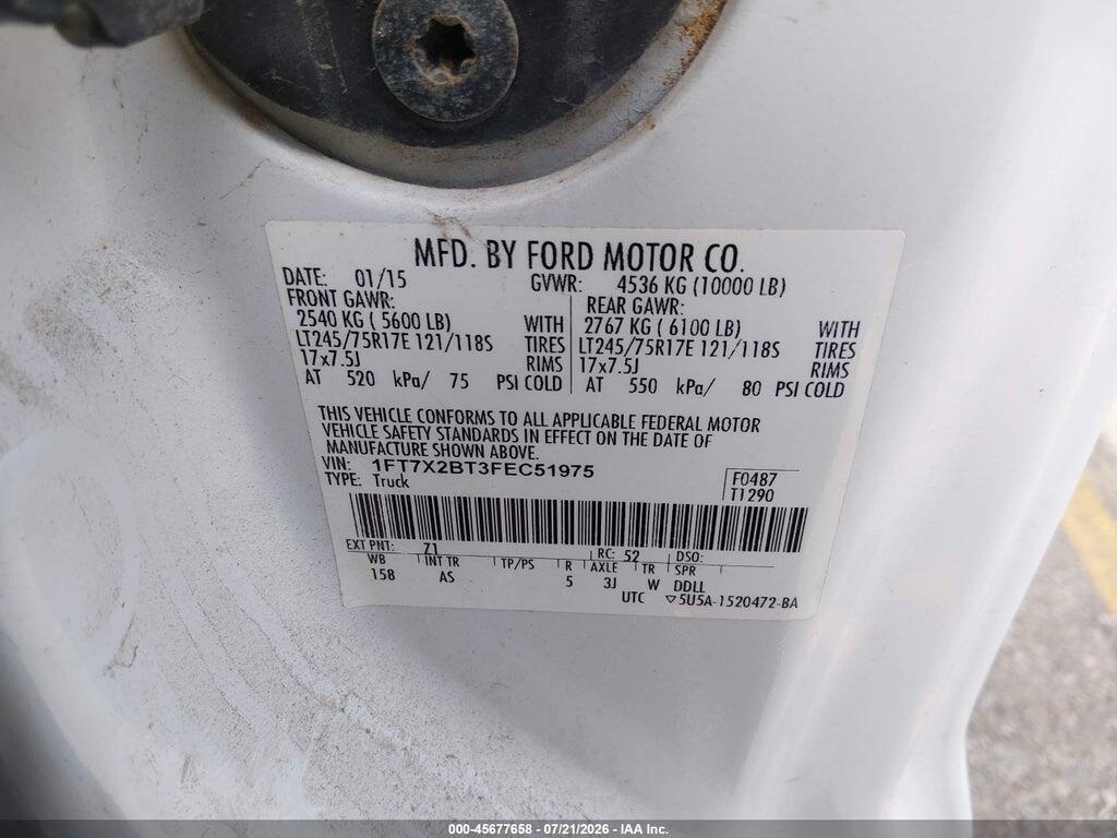 1FT7X2BT3FEC51975 2015 FORD F-250 photo no. 9