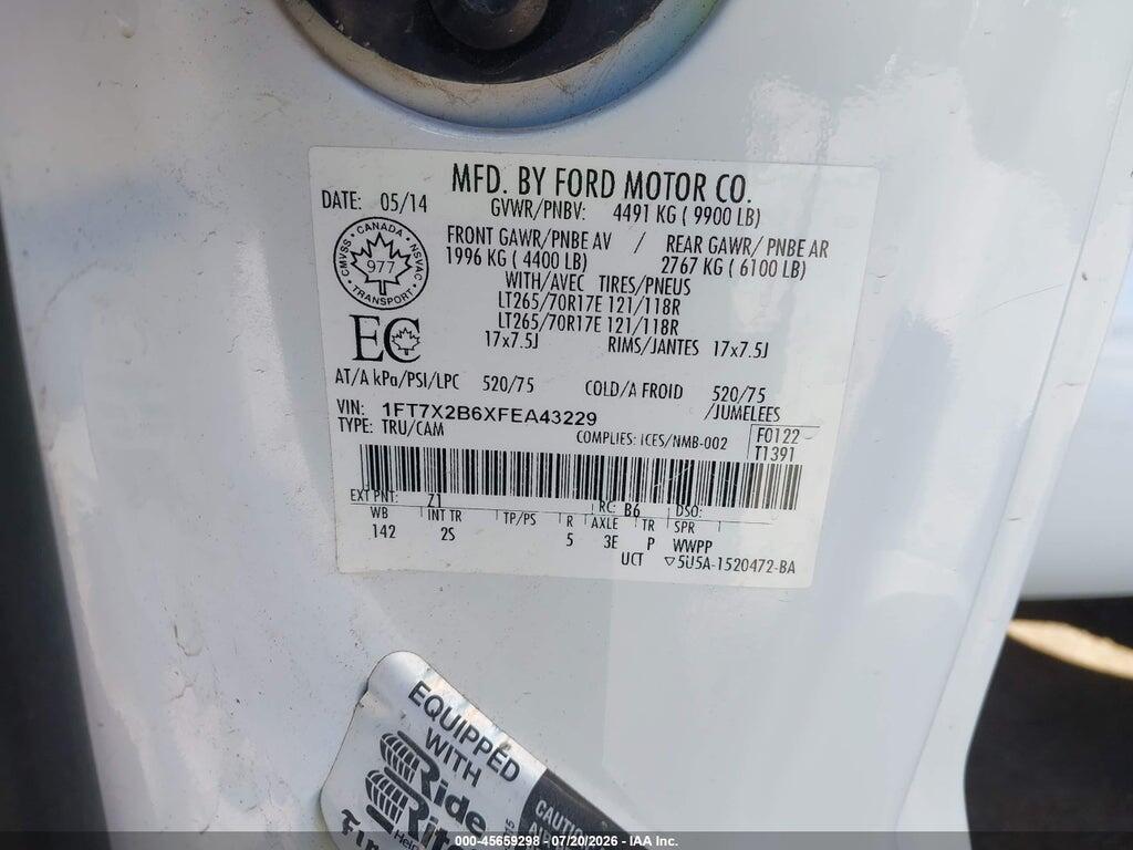 1FT7X2B6XFEA43229 2015 FORD F-250 photo no. 9