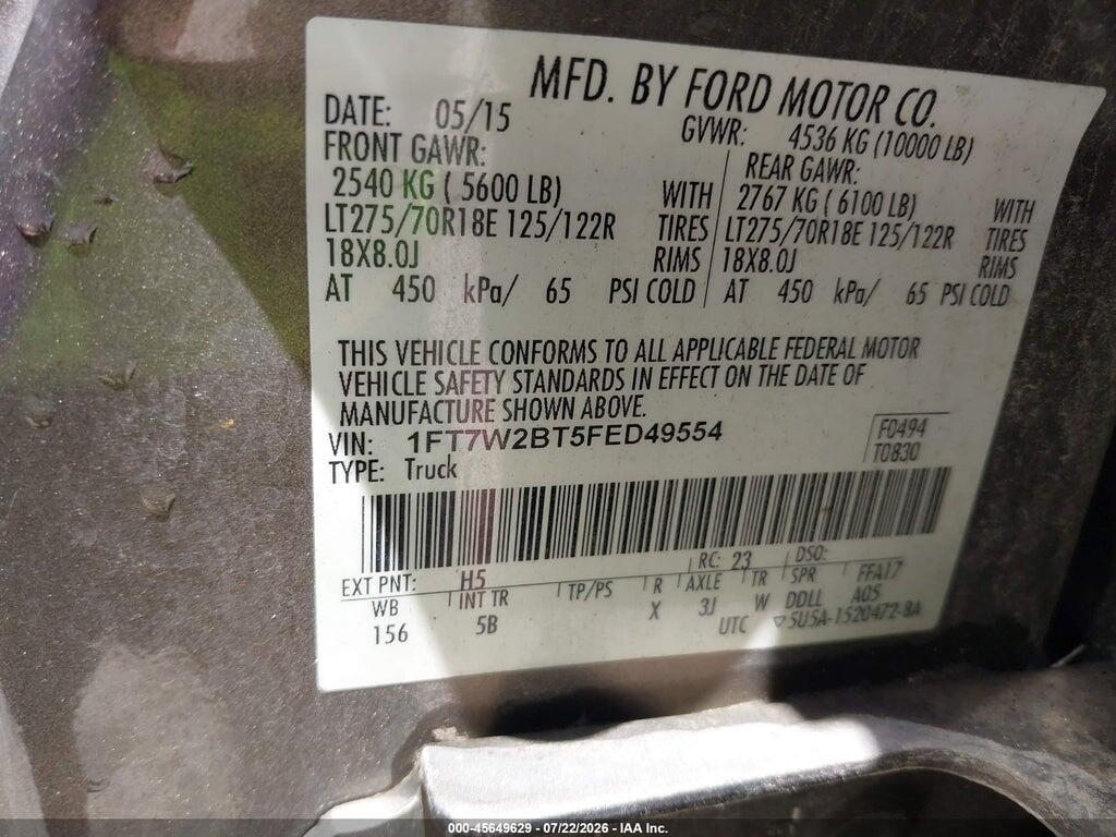 1FT7W2BT5FED49554 2015 FORD F-250 photo no. 8