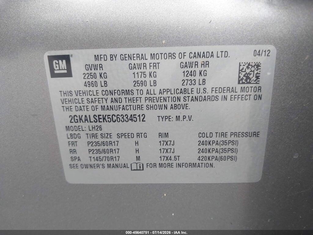 2GKALSEK5C6334512 2012 GMC TERRAIN photo no. 9