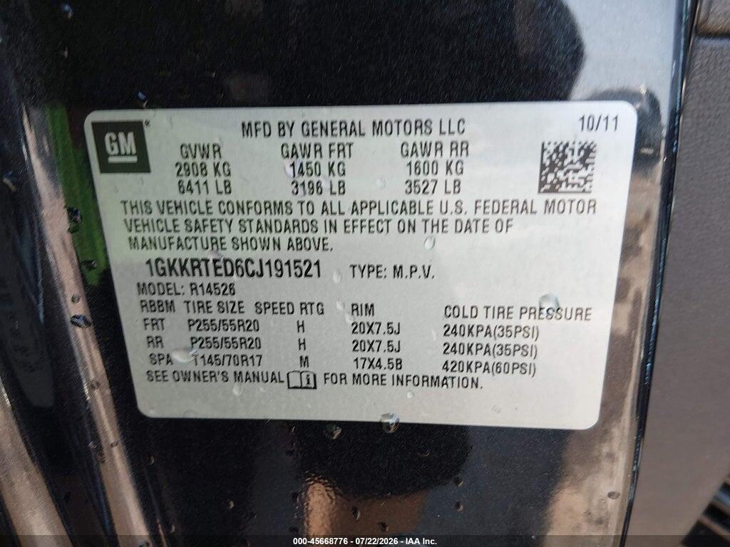 1GKKRTED6CJ191521 2012 GMC ACADIA photo no. 9
