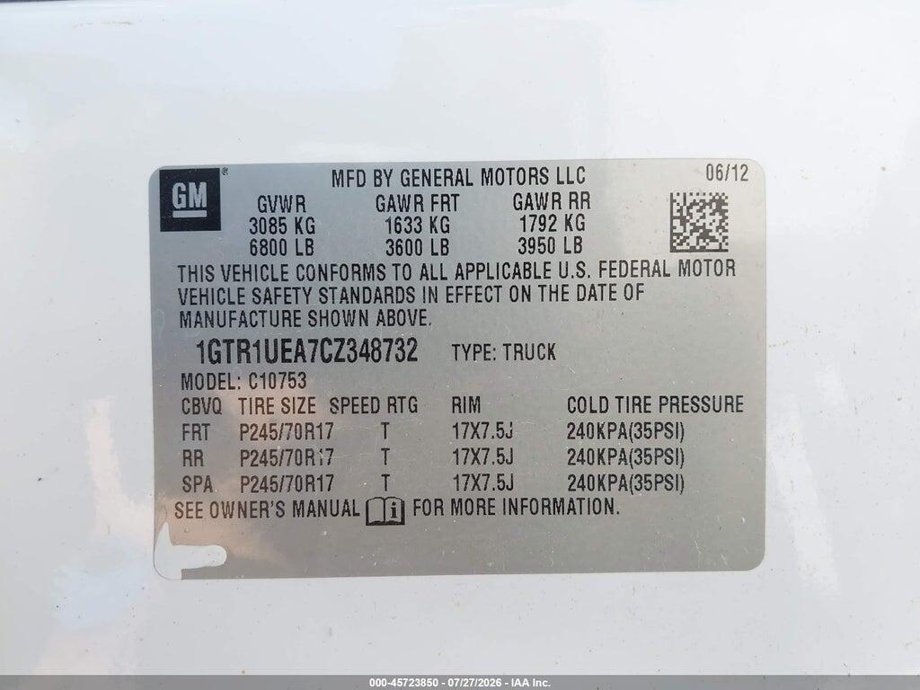1GTR1UEA7CZ348732 2012 GMC SIERRA 1500 photo no. 9