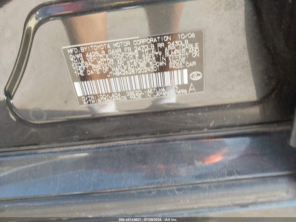 JTHBK262872029301 2007 LEXUS IS 250 photo no. 9