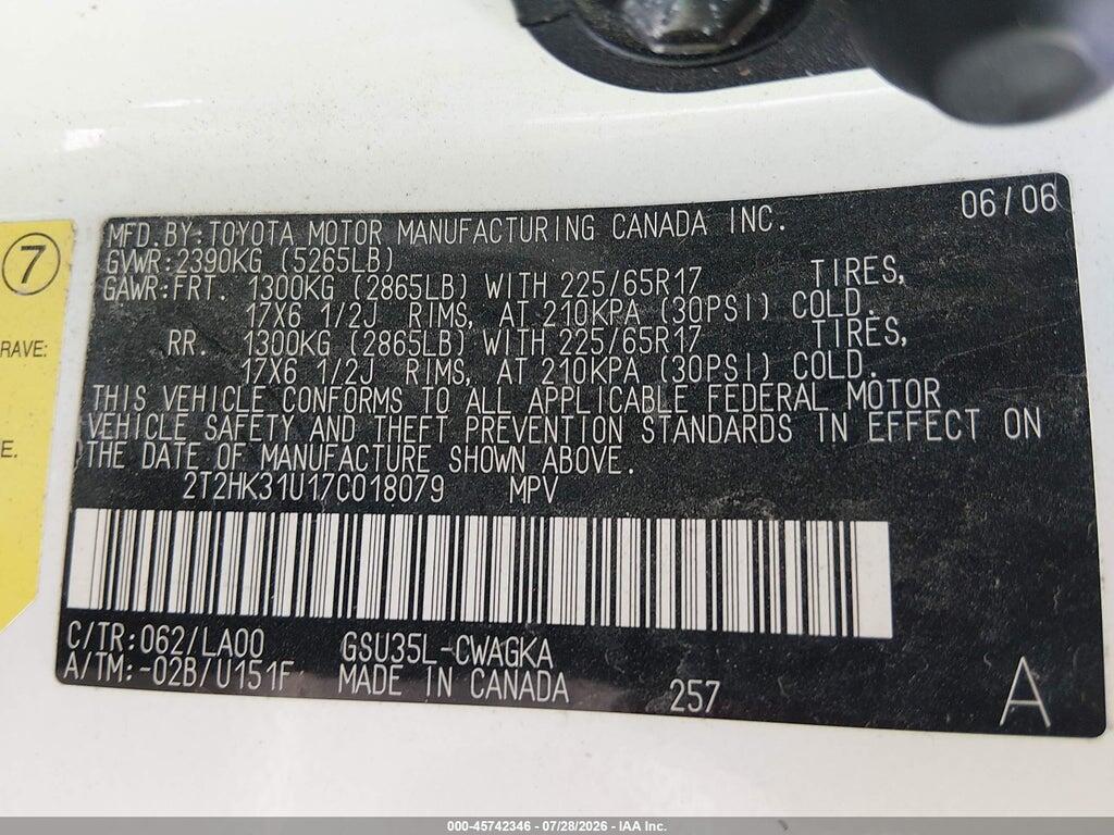 2T2HK31U17C018079 2007 LEXUS RX 350 photo no. 9