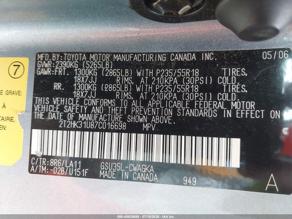 2T2HK31U87C016698 2007 LEXUS RX 350 photo no. 9