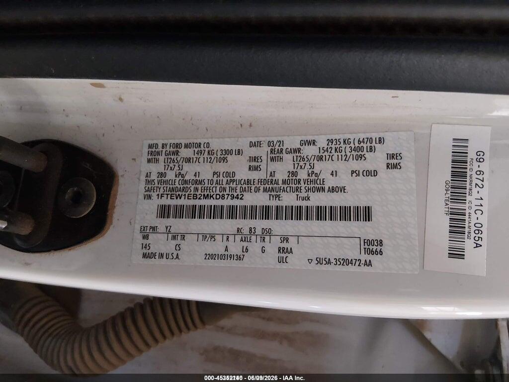 1FTEW1EB2MKD87942 2021 FORD F-150 photo no. 9