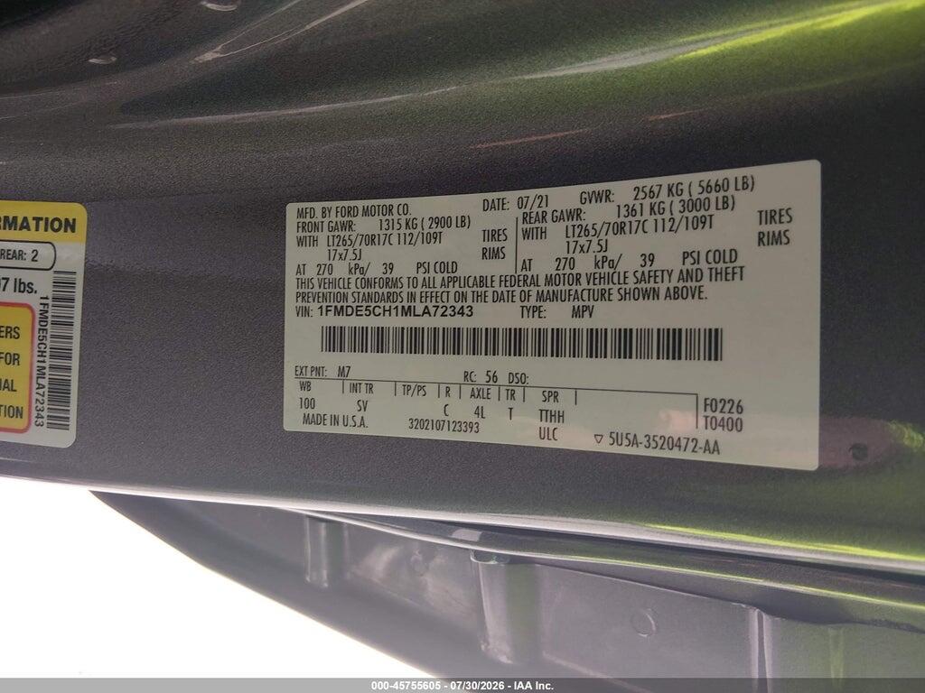 1FMDE5CH1MLA72343 2021 FORD BRONCO photo no. 9
