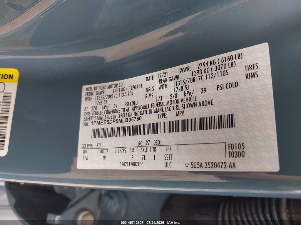 1FMEE5DP5MLB05760 2021 FORD BRONCO photo no. 9