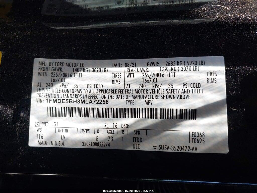 1FMDE5BH8MLA72258 2021 FORD BRONCO photo no. 9