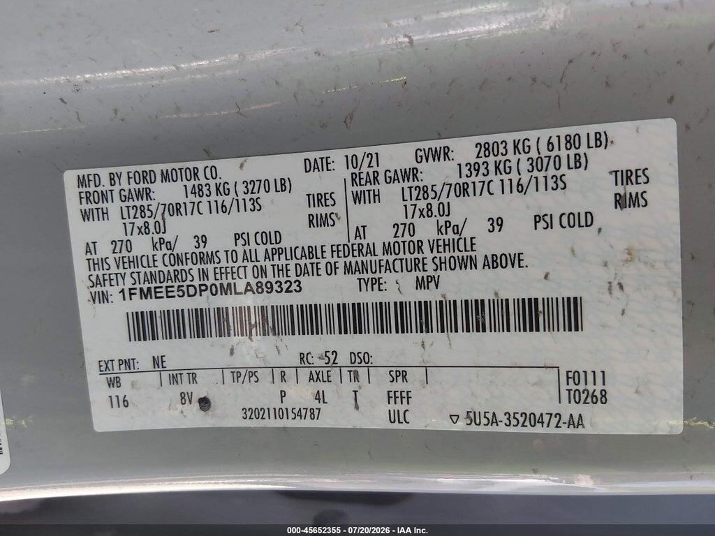 1FMEE5DP0MLA89323 2021 FORD BRONCO photo no. 9