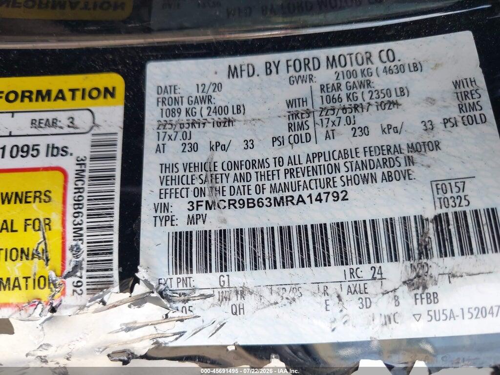 3FMCR9B63MRA14792 2021 FORD BRONCO SPORT photo no. 9