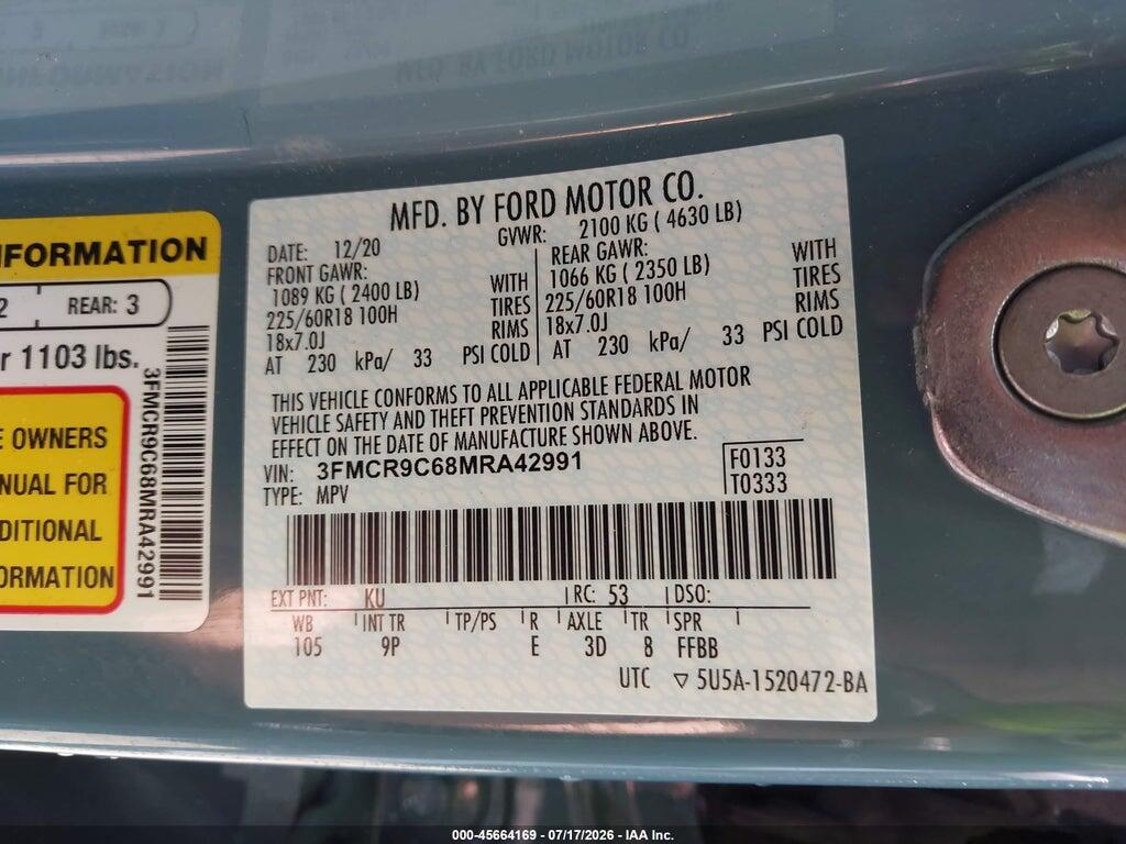 3FMCR9C68MRA42991 2021 FORD BRONCO SPORT photo no. 9