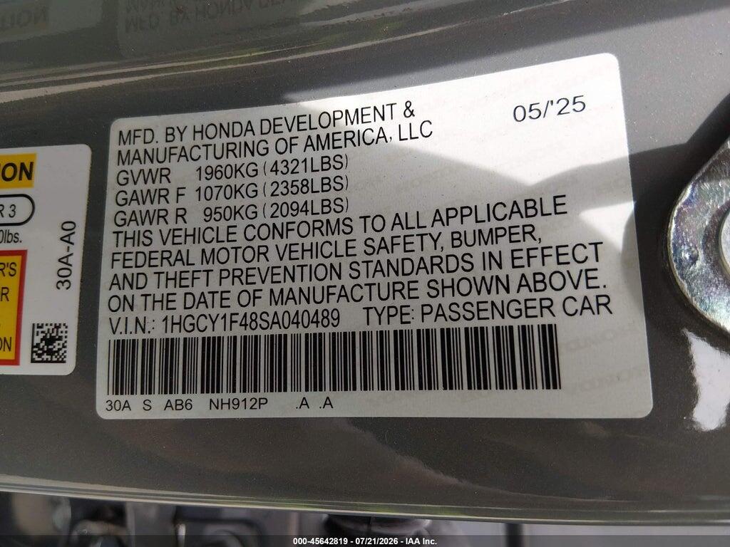 1HGCY1F48SA040489 2025 HONDA ACCORD photo no. 9