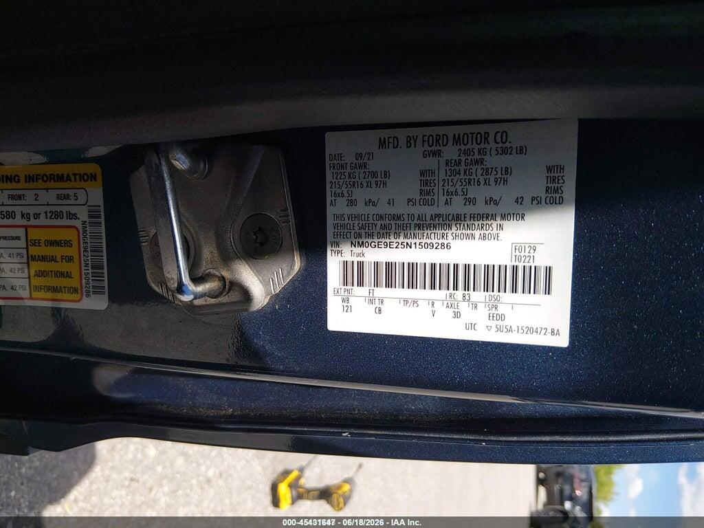 NM0GE9E25N1509286 2022 FORD TRANSIT CONNECT photo no. 9