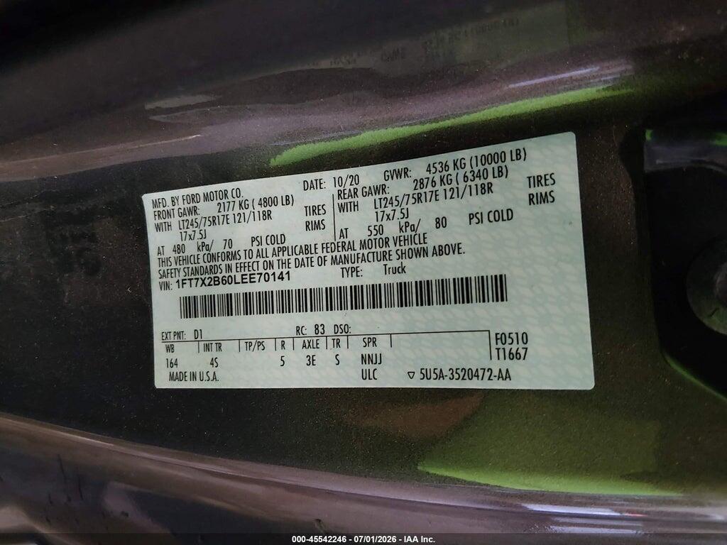 1FT7X2B60LEE70141 2020 FORD F-250 photo no. 9