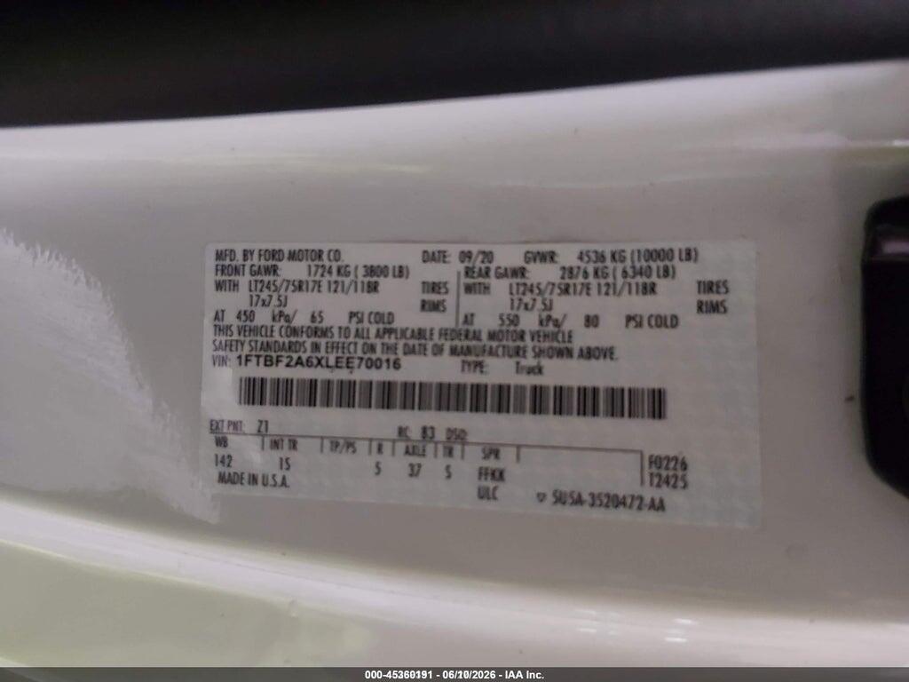1FTBF2A6XLEE70016 2020 FORD F-250 photo no. 9