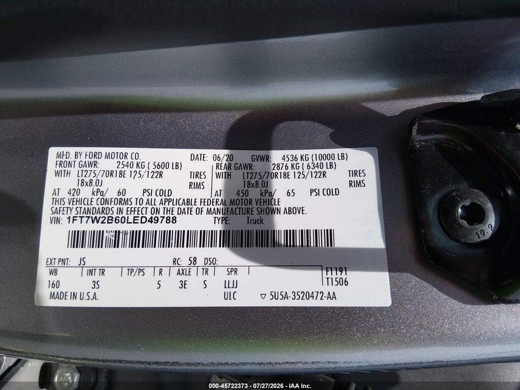 1FT7W2B60LED49788 2020 FORD F-250 photo no. 9