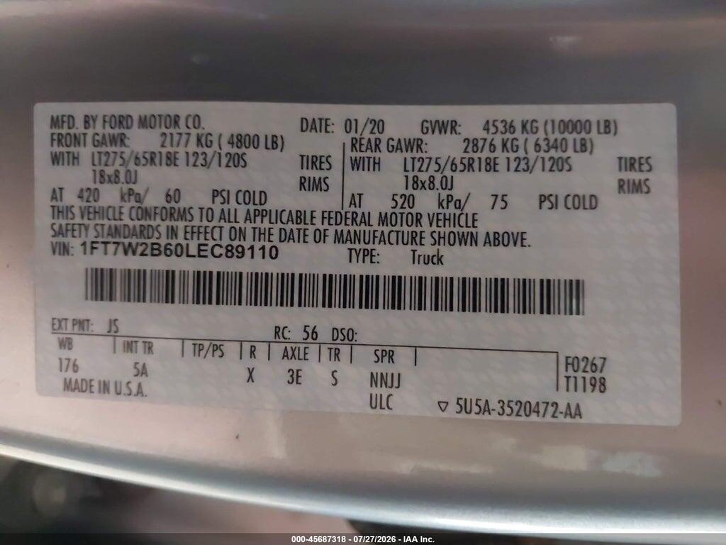 1FT7W2B60LEC89110 2020 FORD F-250 photo no. 9
