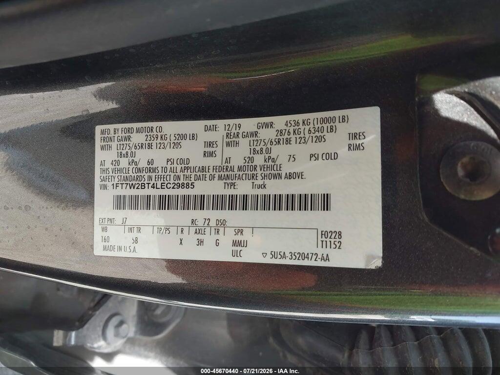 1FT7W2BT4LEC29885 2020 FORD F-250 photo no. 9