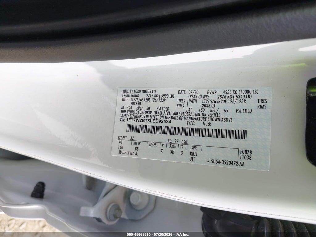 1FT7W2BT8LED92524 2020 FORD F-250 photo no. 9